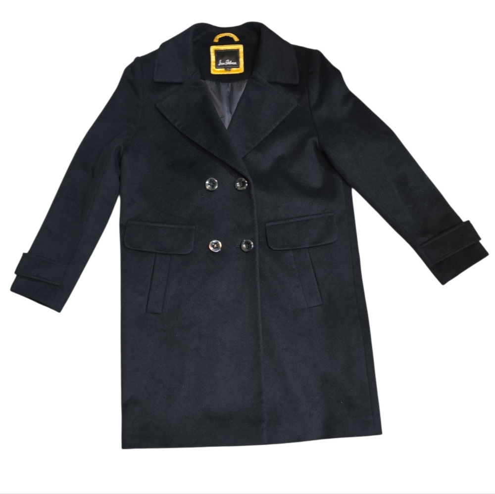 Sam Edelman Double Breasted Wool Blend Military Peacoat Black Size 12
